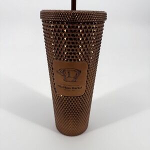 Starbucks Pike Place Market Seattle Studded Tumbler Copper 24oz Cold Cup